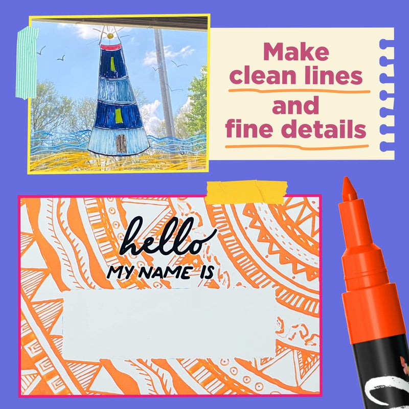 Chalkola Extra Fine Tip Chalk Markers - (1mm Tip, Pack of 40) Neon, Pastel & Metallic | Erasable Liquid Chalk Pens for Chalkboard, Blackboard, Window, Labels, Bistro, Glass - Wet Erase Markers Fine Point - Image 4
